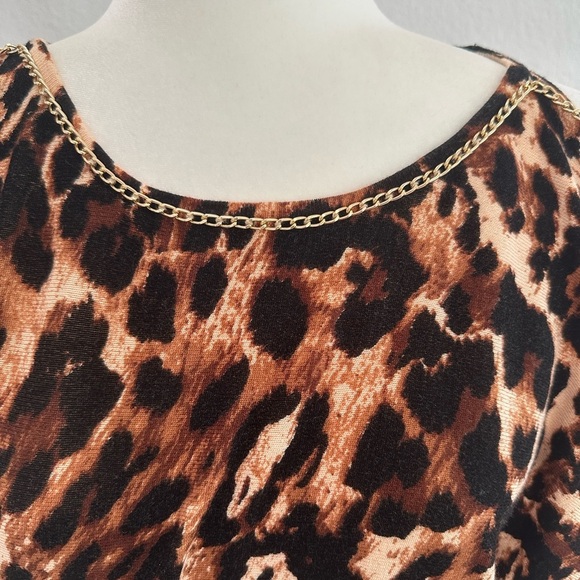 Thalia Sodi Brown Leopard Print Cold Shoulder Blouse - Picture 2 of 8